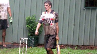 Pat's trick ... a young Pat Cummins getting muddy in the backyard.