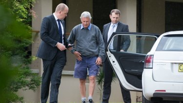 Bill Spedding in Port Macquarie is arrested in his Bonny Hills home by homicide detectives in April. 