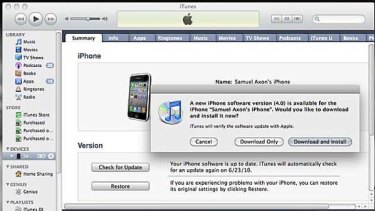 Screengrab of the iOS 4 update for iPhone and iPod touch owners.