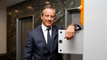 Mark Bouris with the new Adam smart-locker parcel delivery network.