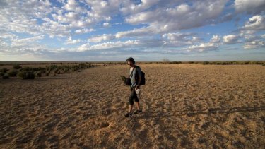 Artist Daniel Browning, Unmapping the End of the World, sound recording at Mungo National Park, Australia, 2015.
