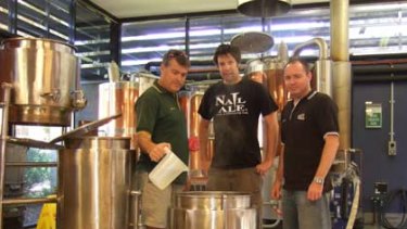 Brewing up beers with a difference...Nail Brewery's John Stallwood (centre).
