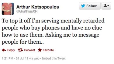 One of the tweets Kotsopoulos posted yesterday.