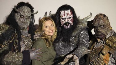 Back for more: Julia Zemiro (with Finnish rockers Lordi) is an old hand at navigating the Eurovision circus.