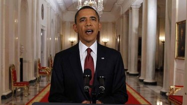 Barack Obama announces the death of Osama bin Laden.