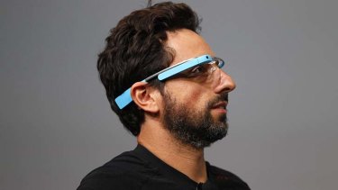 "Making science fiction real" ... Google co-founder Sergey Brin shows off Google's Project Glass.