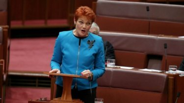 Senator Pauline Hanson delivers her first speech to the Senate.