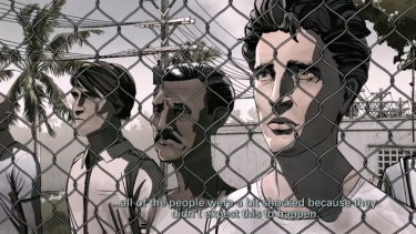 A frame from Nowhere Line, an animated documentary about asylum seekers on Manus Island. 