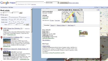 An example of a property search in the US version of Google Maps.