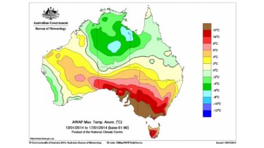 South-eastern Australia saw temperatures as high as 12 degrees above average during the heatwave.