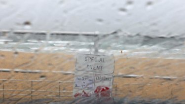 The wet weather kept most people off Bondi Beach on Christmas Day.