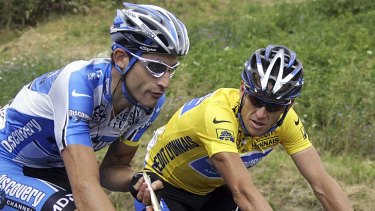 Lance Armstrong (right) alongside teammate George Hincapie during the 2005 Tour de France.