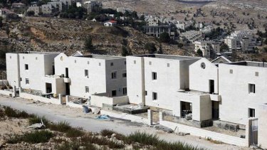 Apartment blocks under construction in Pisgat Zeev, an urban settlement in an area Israel annexed to Jerusalem after capturing it in the 1967 Middle East war.