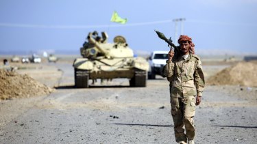 A Shiite militiaman in the town of Hamrin in Salaheddin province on Thursday. 