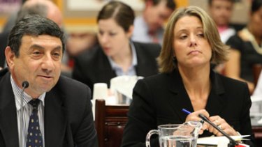Under scrutiny ... Sam Haddad and Kristina Keneally answering questions yesterday. Ms Keneally lashed out at media coverage of the Michael McGurk murder.