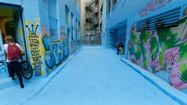'I just wanted to cover the whole laneway as a one piece and claim the colour as street art,' Adrian Doyle says.