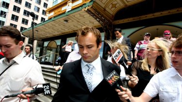 Media scrum ... Brett Stewart outside court yesterday where his sex assault committal hearing was adjourned. The Manly and Australian fullback has denied the charges.