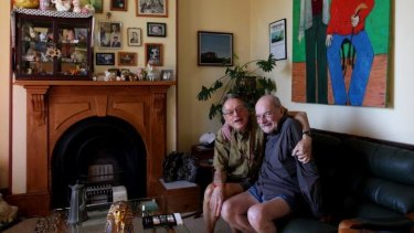 "I think I shall send cards to all my friends and say I have been expunged": Peter Bonsall-Boone, right, with his partner, Peter de Waal.