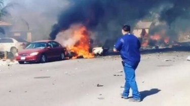 fighter jet california crashes suburb imperial crash urias daniel courtesy credit twitter