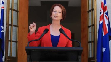 Leadership fight ... Julia Gillard during a press conference at Parliament House.