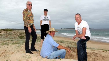 Life after puberty ... from left, Tony Hughes, Nell Schofield, Geoff Rhoe and Jay Hackett reunite on Wanda Beach.