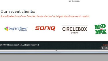 Getwithsocial.com's clients as listed on its site.