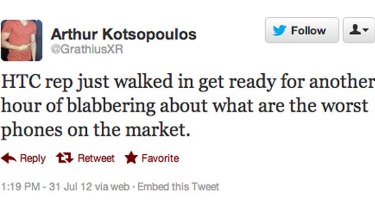 One of the tweets Kotopoulos posted yesterday.