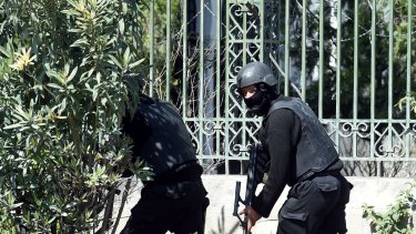 Security forces secure the area after gunmen attacked Tunis' famed Bardo Museum.