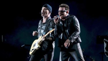 The Edge and Bono perform at Sydney's ANZ Stadium.