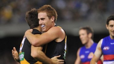 Welcome back mate: Daniel Jackson was pleased with the effort of captain Trent Cotchin in bouncing back to form.
