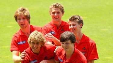 Baby Bombers (clockwise from top left) Ariel Steinberg, Luke Davis, Michael Ross, Alex Browne and Dyson Heppell.