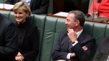 Future PM? Education Minister Christopher Pyne tries to hose down suggestions Julie Bishop is a potential leader.