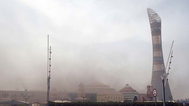 Smoke rises above the shopping mall.