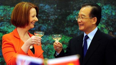 In better times ... Julia Gillard with Chinese Premier Wen Jiabao.