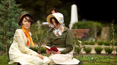 A truth universally acknowledged ...  Sisters Tani and Arika Crotty find a quiet spot at the Jane Austen Festival in Canberra yesterday after travelling  from Sydney and Brisbane to attend.
