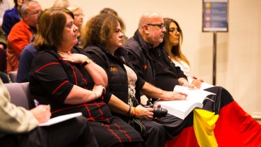 Representatives from the local Indigenous community at the public forum to discuss the decision by Darebin Council to cease Australia Day celebrations on January 26.