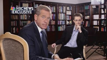 NBC Nightly News anchor Brian Williams interviews Edward Snowden in Moscow.