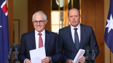 Dutton with Prime Minister Malcolm Turnbull in April.
