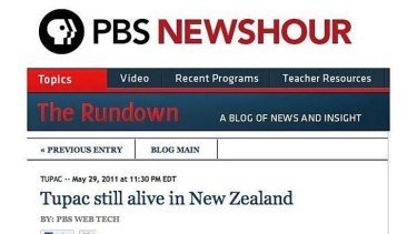 Tupac alive? No. Hackers managed to break into the PBS site and post this story.