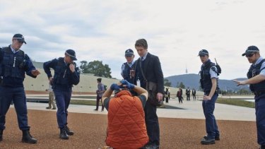Fair cop: Jesse Banks (Ashley Zukerman) feels the heat in Canberra.