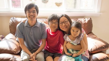 The sum of us: Terry Tao with his wife, Laura, and children William, 11 and Madeleine, 3, in their Los Angeles home.