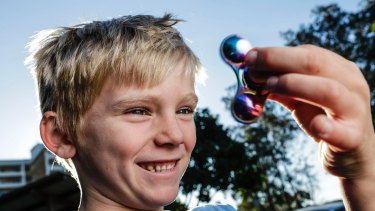 Callum Knight, 7, shows off his spinner. 