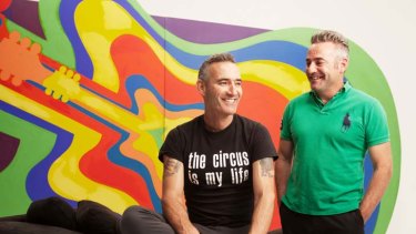 Wiggles member Anthony Field (left) and his brother and manager Paul at their studio.