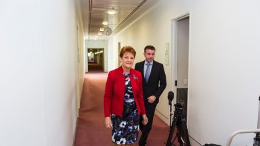 Senator Pauline Hanson, seen with James Ashby, was given a 'free shot' to talk about 'ghettos' and 'no-go zones' when she appeared on <i>Today</I>. 