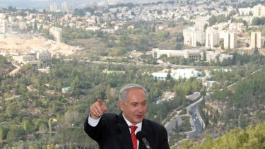"We have full rights to build in it" ... Benjamin Netanyahu in Gilo yesterday.