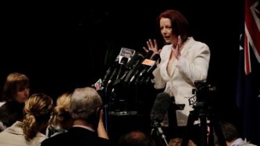Julia Gillard holds a press conference to confront allegations about Cabinet leaks.