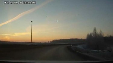 The meteor looks like a bright star in the sky.