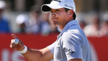 Thanks: Jason Day acknowledges the fans' support.