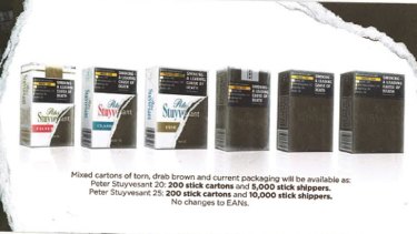 New cigarette boxes shown in Imperial's retailer brochure.