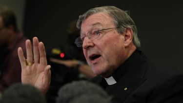 Cardinal George Pell during a press conference into the start of a Royal Commission.